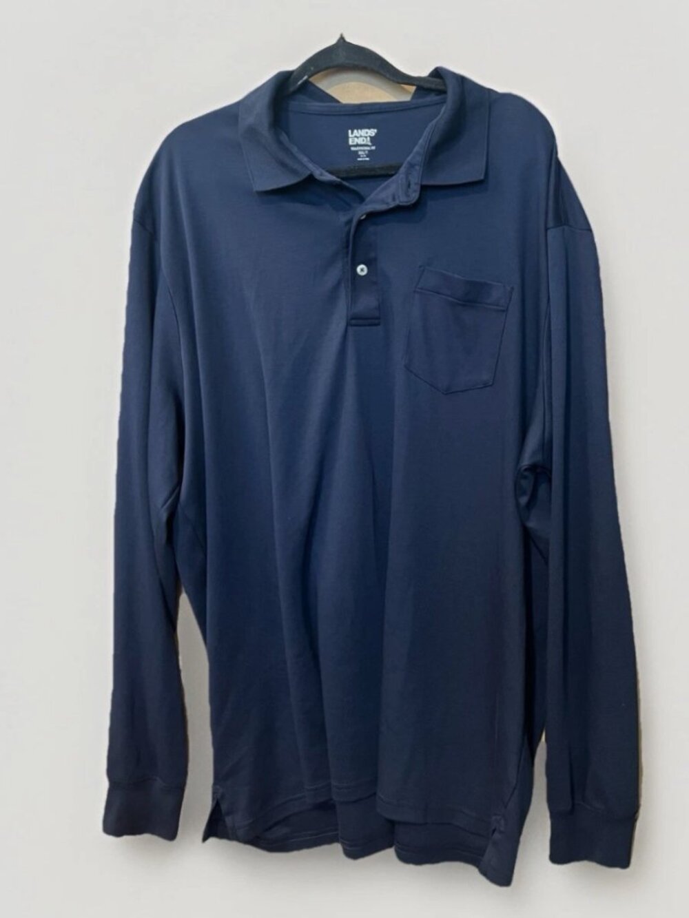 Lands' End Men's Long Sleeve Cotton Supima Polo Shirt with Pocket 3X